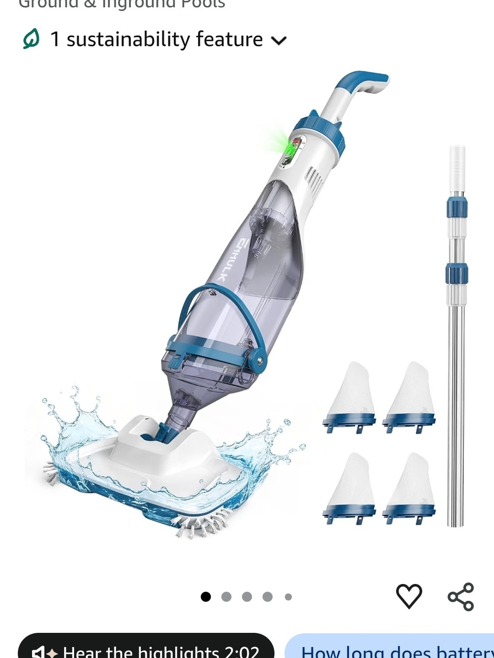 Cordless Electric Spin Mop - White & Teal